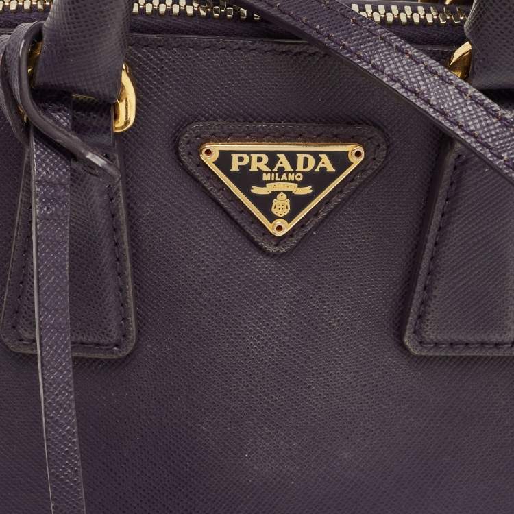 Pre Owned Prada Promenade Mini Purple Saffiano Lux Leather Satchel