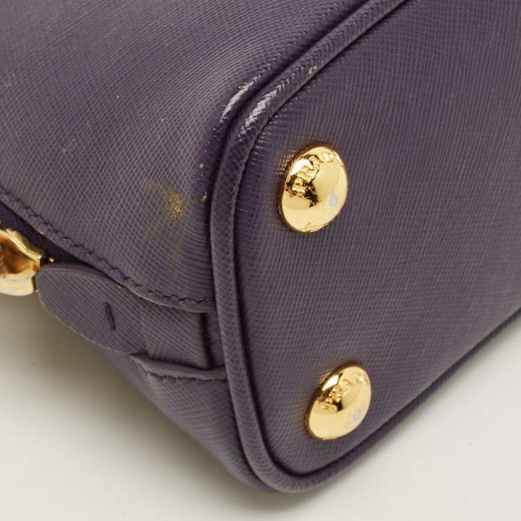 Pre Owned Prada Promenade Mini Purple Saffiano Lux Leather Satchel