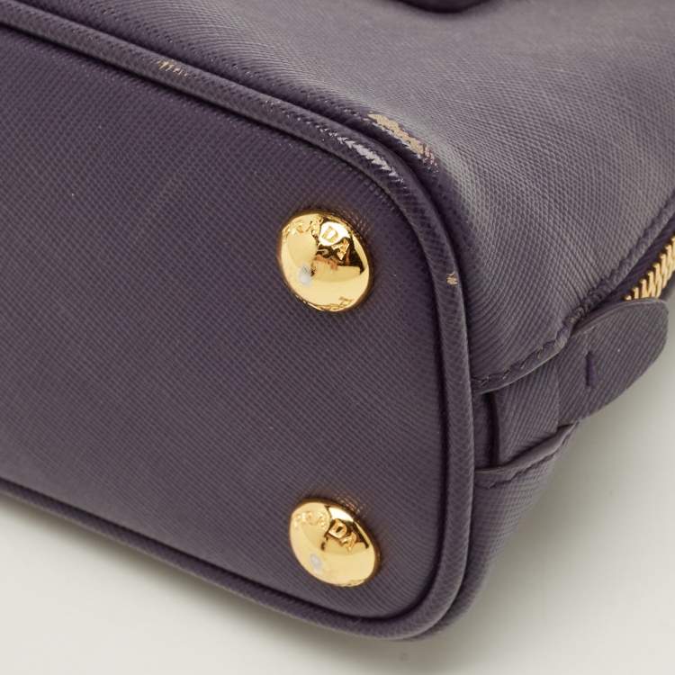 Pre Owned Prada Promenade Mini Purple Saffiano Lux Leather Satchel