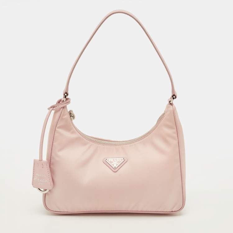 Pre Owned Prada Re-Edition 2005 Light Pink Nylon Shoulder Bag