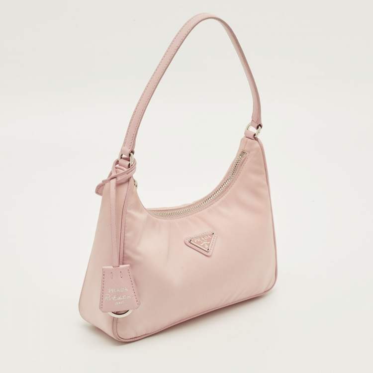 Pre Owned Prada Re-Edition 2005 Light Pink Nylon Shoulder Bag