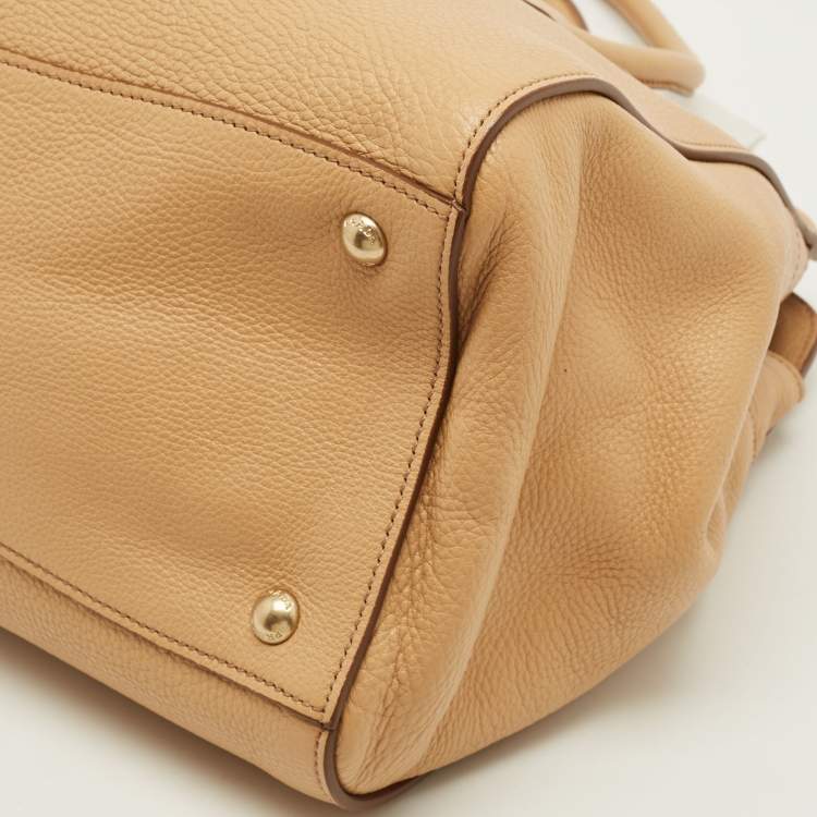 مملوكة مسبقًا Prada Beige Vitello Daino Leather Frame Satchel