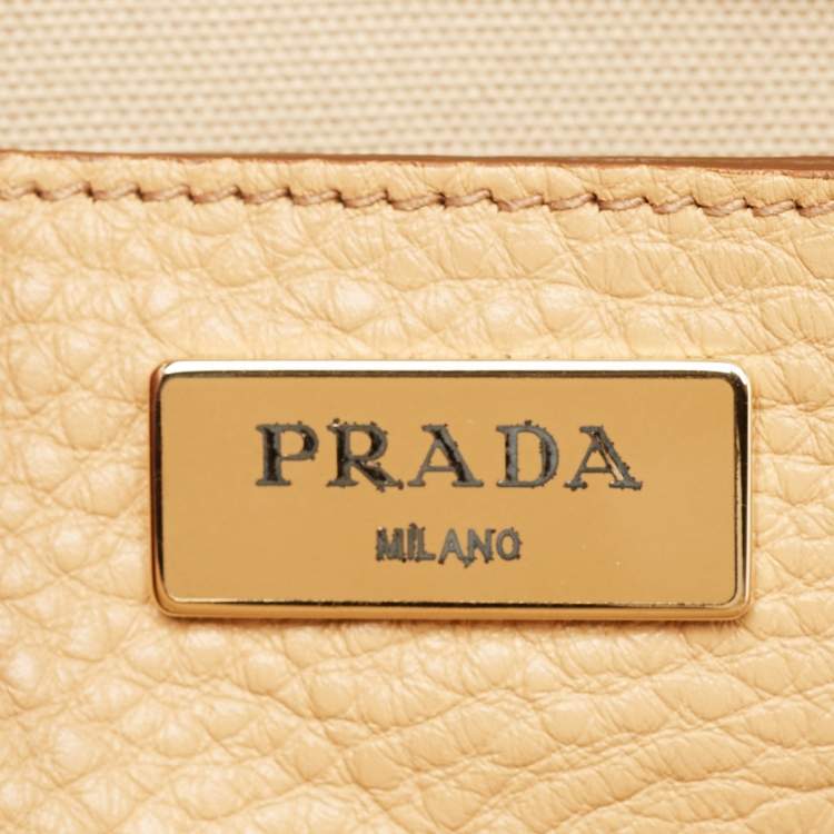 مملوكة مسبقًا Prada Beige Vitello Daino Leather Frame Satchel