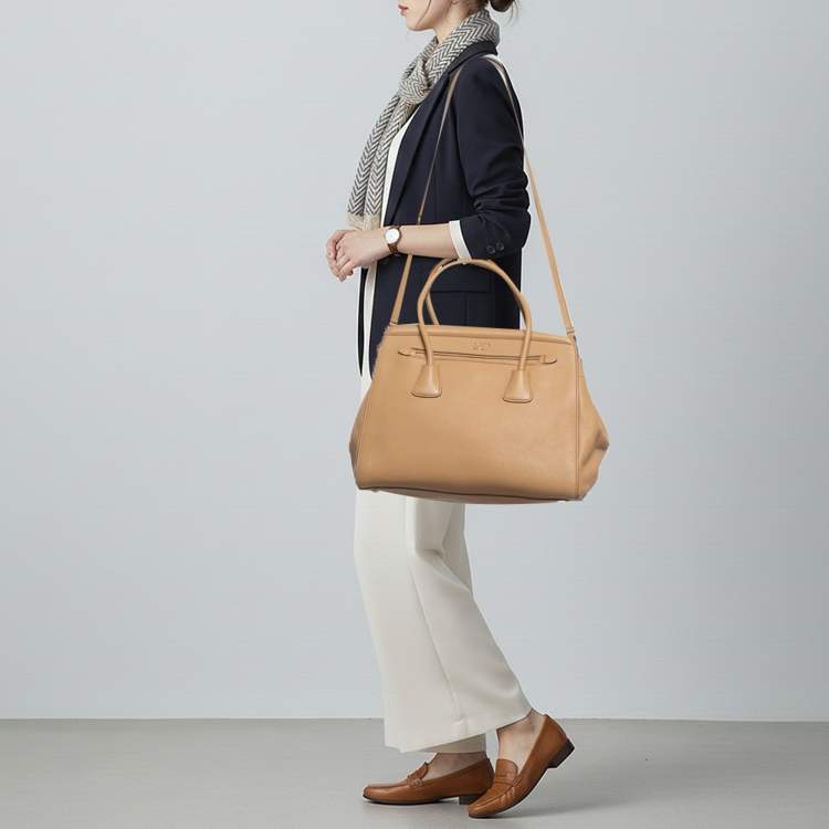 مملوكة مسبقًا Prada Beige Vitello Daino Leather Frame Satchel