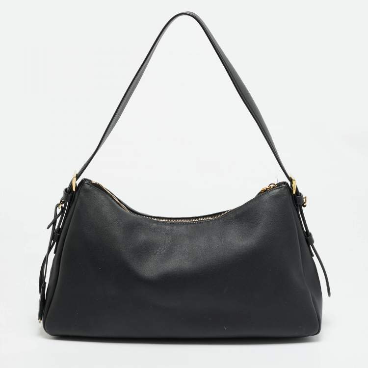 Pre Owned حقيبة كتف برادا إيمي جلد سوداء كبيرة