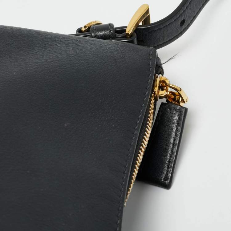 Pre Owned حقيبة كتف برادا إيمي جلد سوداء كبيرة