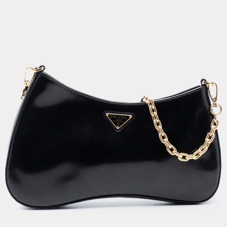مملوكة مسبقًا Prada Black Leather Chain Shoulder Bag
