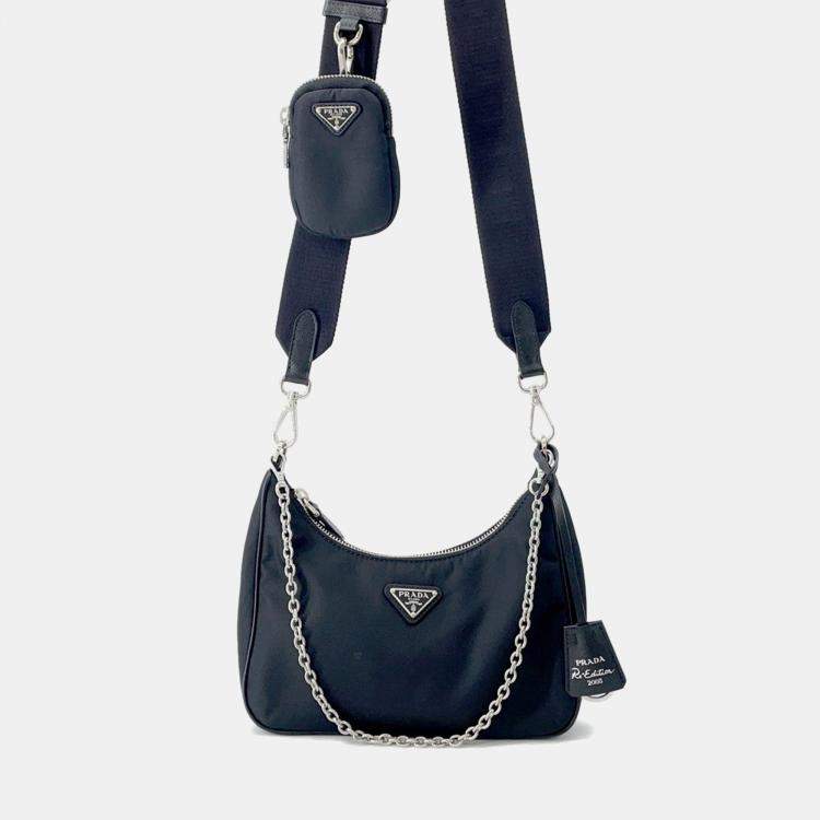 Pre Owned Prada Re-Edition 2005 Re-Nylon Shoulder Bag Black Nylon