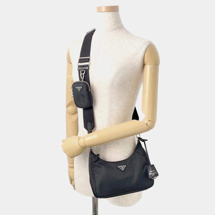 Pre Owned Prada Re-Edition 2005 Re-Nylon Shoulder Bag Black Nylon