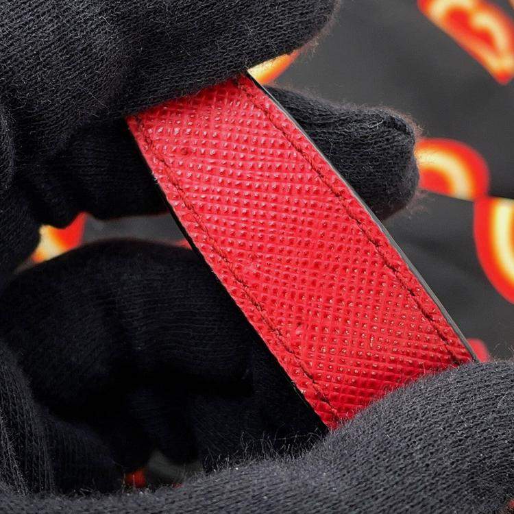 Pre Owned Prada Heart Pattern Backpack Black/Red Nylon