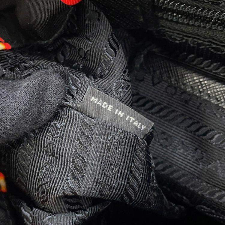 Pre Owned Prada Heart Pattern Backpack Black/Red Nylon