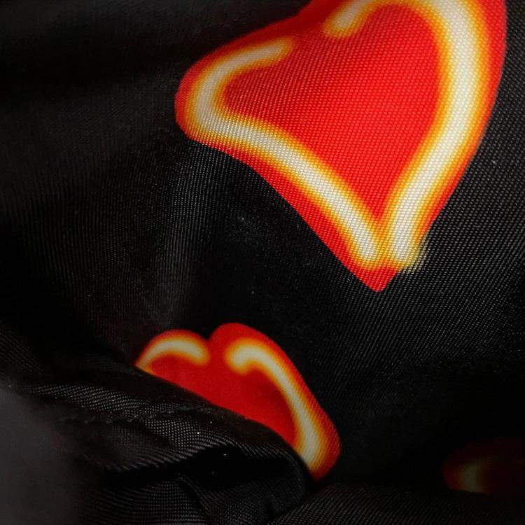 Pre Owned Prada Heart Pattern Backpack Black/Red Nylon