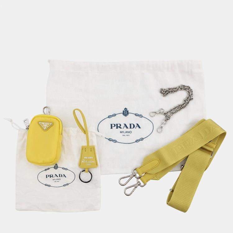 مملوكة مسبقًا Prada Re-Edition 2005 Re-Nylon Shoulder Bag Yellow Nylon Leather