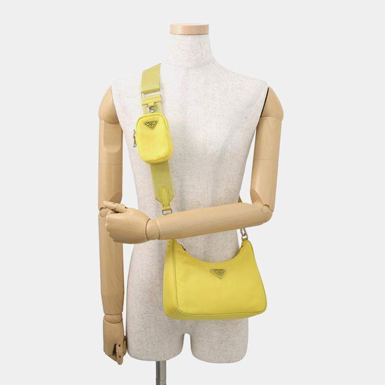 مملوكة مسبقًا Prada Re-Edition 2005 Re-Nylon Shoulder Bag Yellow Nylon Leather