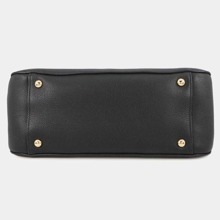 مملوكة مسبقًا Prada Handbag Black Soft Grain Leather Size Medium