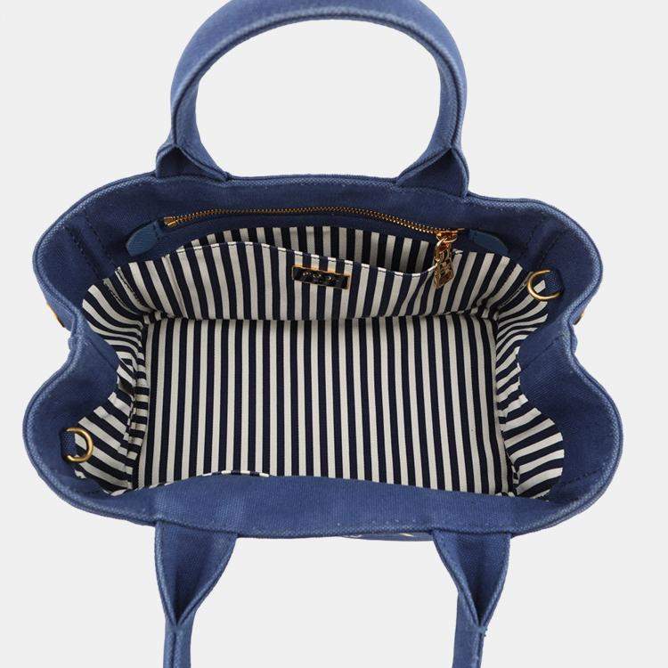 Pre Owned Prada Canapa Blue Canvas