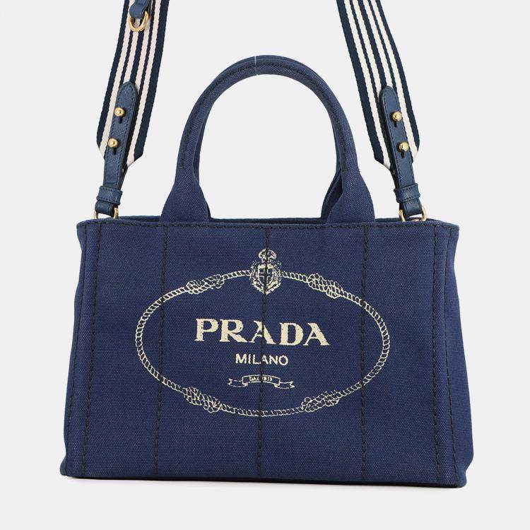 Pre Owned Prada Canapa Blue Canvas