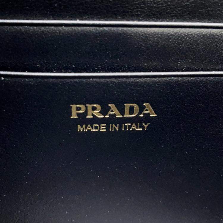Pre Owned Prada Wallet With Shoulder Strap Black Leather