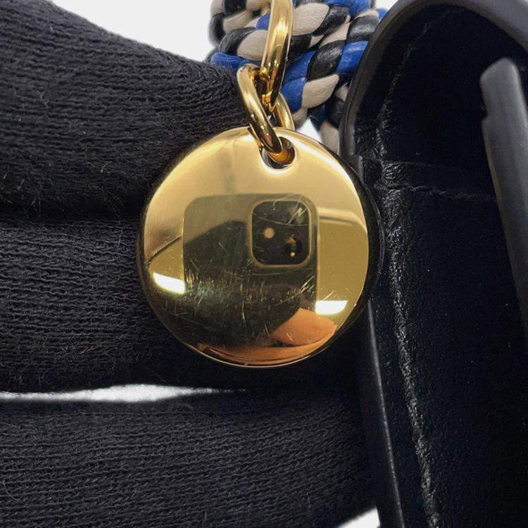 Pre Owned Prada Wallet With Shoulder Strap Black Leather