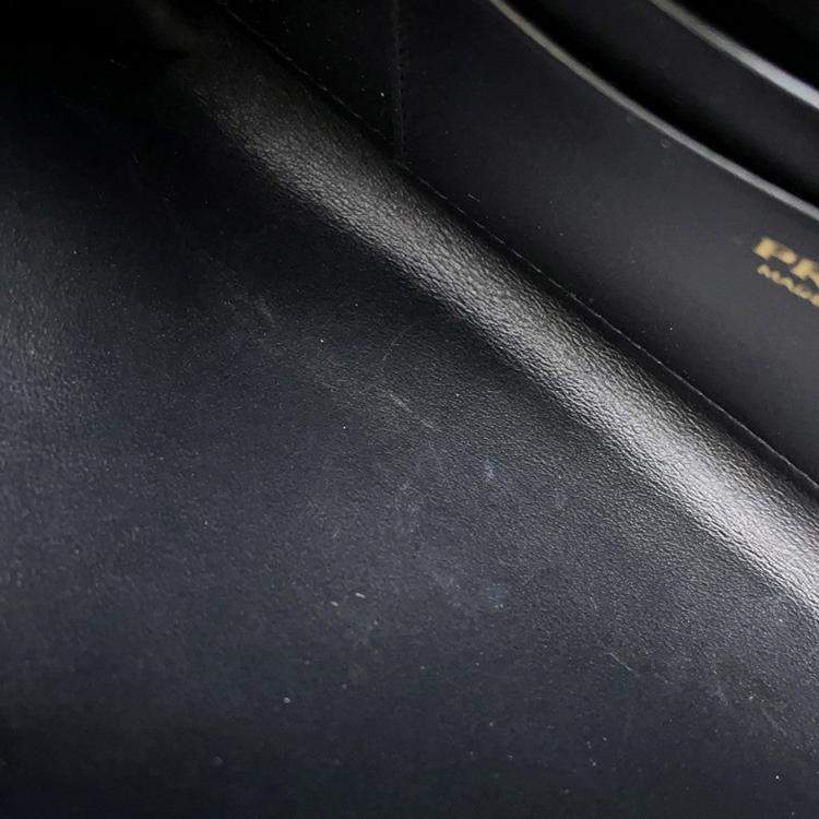 Pre Owned Prada Wallet With Shoulder Strap Black Leather