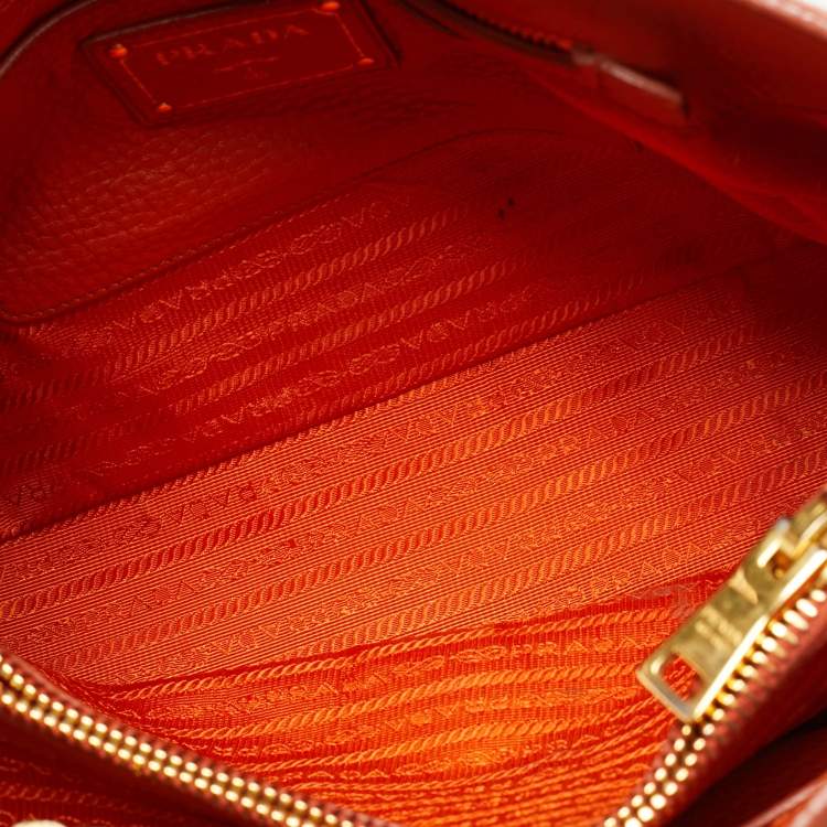 Pre Owned Prada Orange Vitello Daino Leather Open Tote