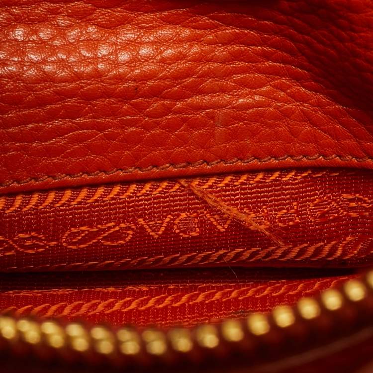 Pre Owned Prada Orange Vitello Daino Leather Open Tote