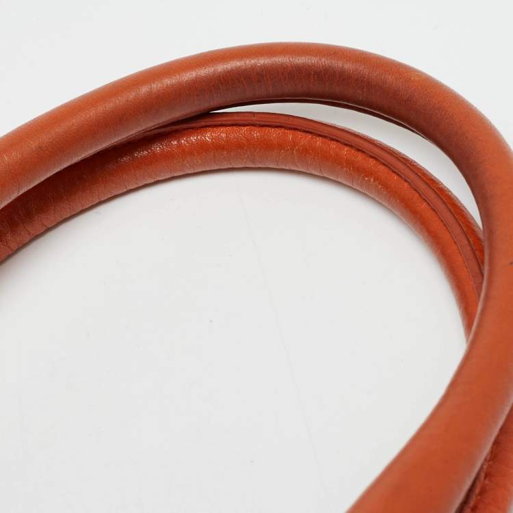 Pre Owned Prada Orange Vitello Daino Leather Open Tote