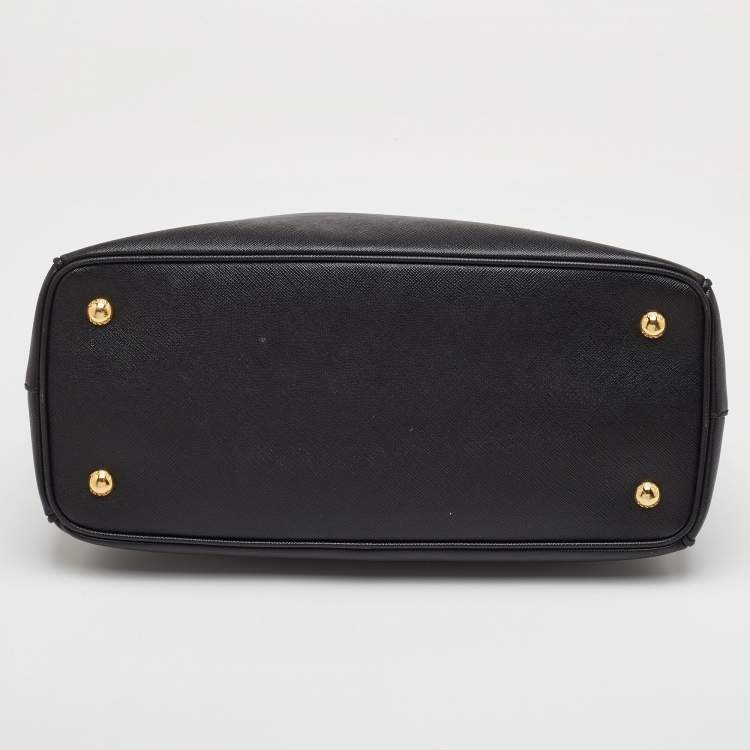 Pre Owned Prada Galleria Medium Black Saffiano Lux Leather Zip Tote