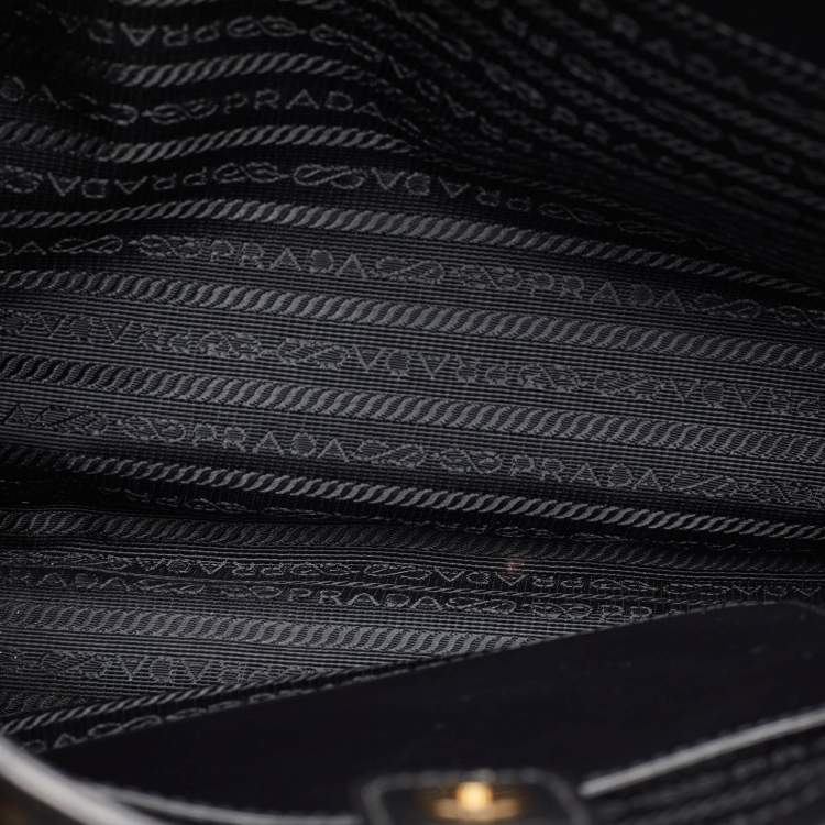 Pre Owned Prada Galleria Medium Black Saffiano Lux Leather Zip Tote