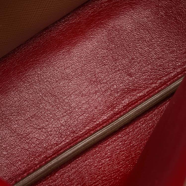 Pre Owned Prada Turn-Lock Beige Leather Flap Top Handle Bag