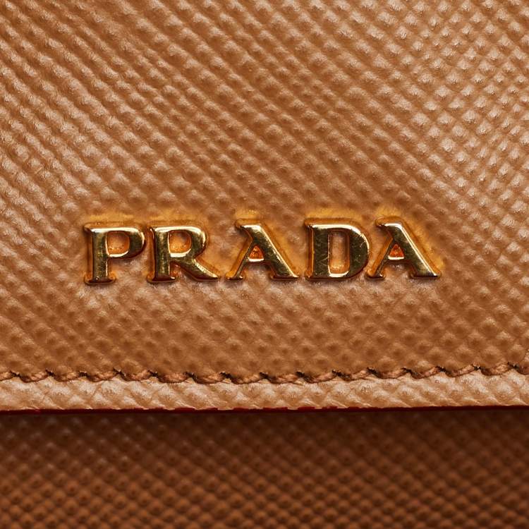 Pre Owned Prada Double Medium Beige Saffiano Cuir Leather Tote