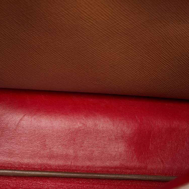 Pre Owned Prada Double Medium Beige Saffiano Cuir Leather Tote