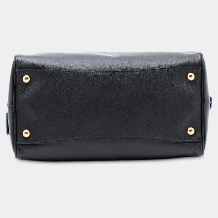 Pre Owned Prada Black Saffiano Lux Boston Bag