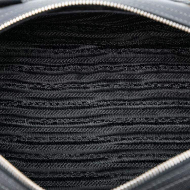 Pre Owned Prada Black Saffiano Lux Boston Bag