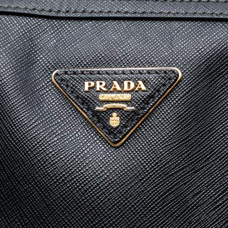 Pre Owned Prada Black Saffiano Lux Boston Bag
