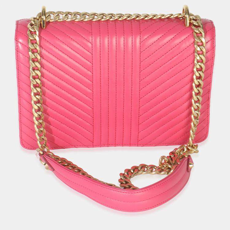 مملوكة مسبقًا Prada Pink Calfskin Turn Lock Chain Flap Bag