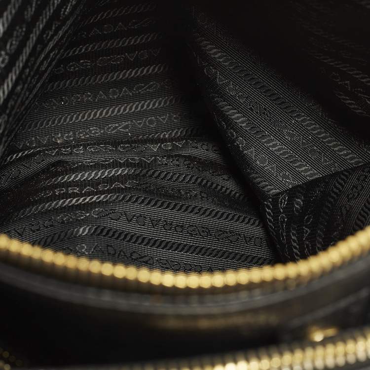 Pre Owned Prada Double Zip Black Vitello Daino Leather Tote