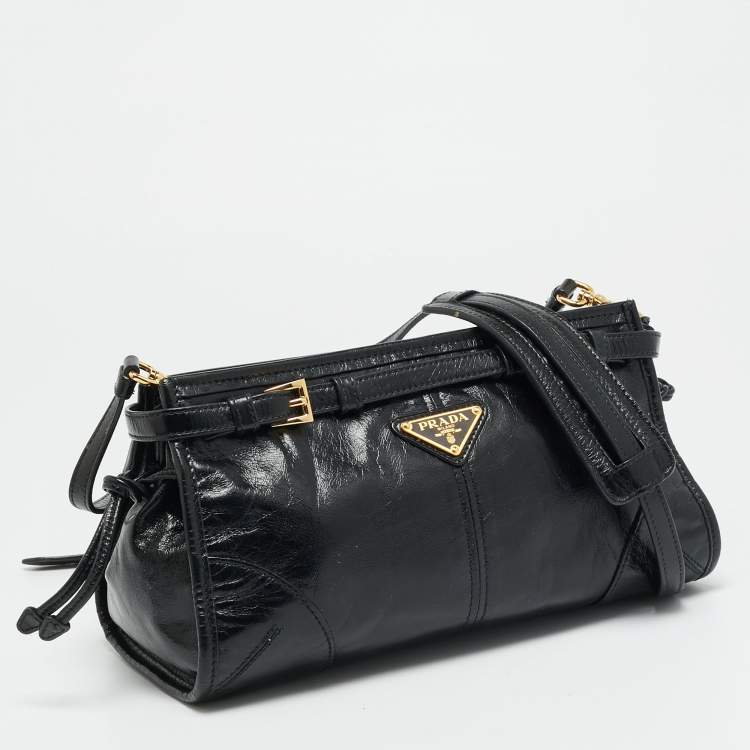Pre Owned Prada Bonnie Black Leather Crossbody Bag