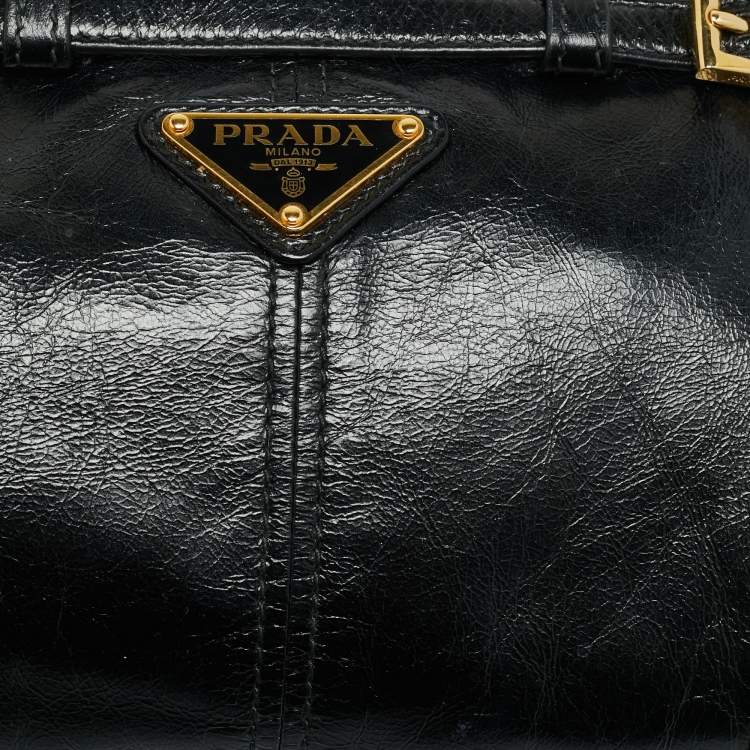 Pre Owned Prada Bonnie Black Leather Crossbody Bag