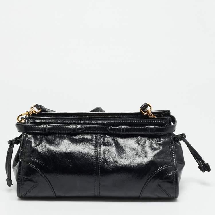 Pre Owned Prada Bonnie Black Leather Crossbody Bag