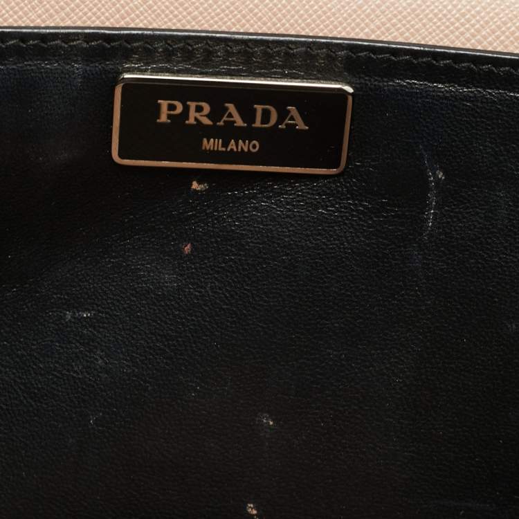 Pre Owned Prada Sound Flap Old Rose Saffiano Lux Leather Shoulder Bag