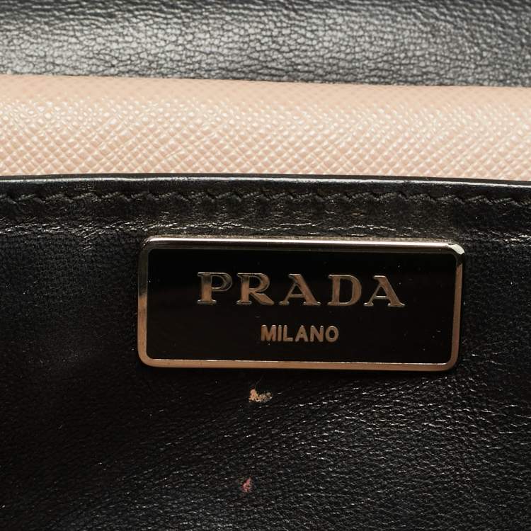 Pre Owned Prada Sound Flap Old Rose Saffiano Lux Leather Shoulder Bag