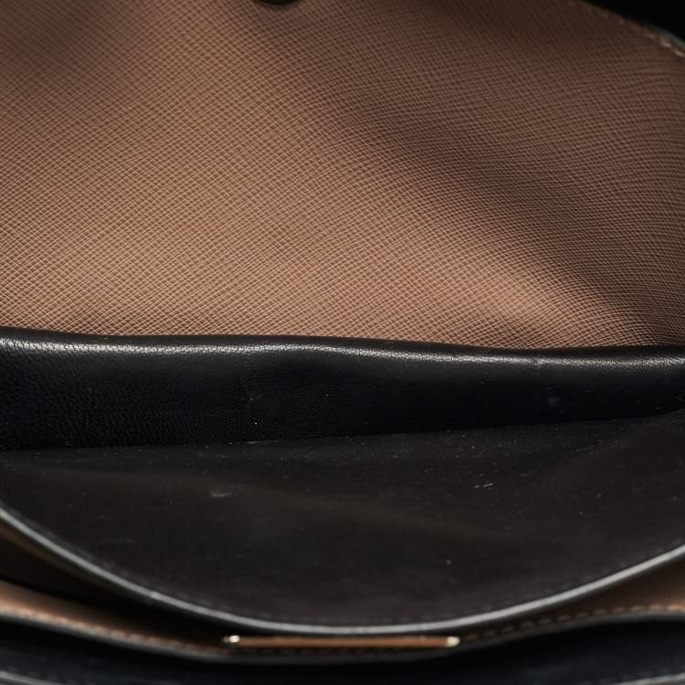 Pre Owned Prada Sound Flap Old Rose Saffiano Lux Leather Shoulder Bag