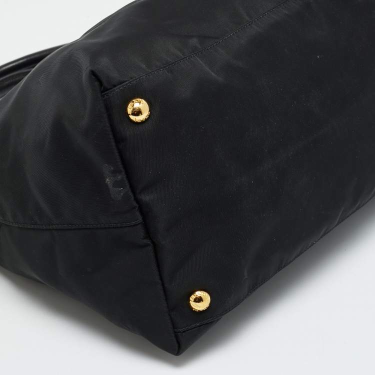 Pre Owned Prada Black Nylon and Saffiano Leather Zip Satchel