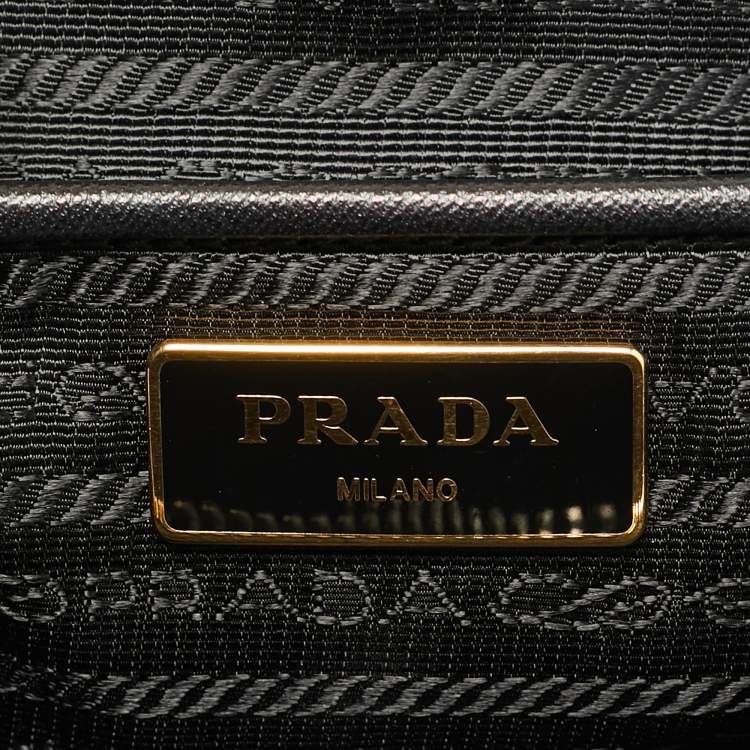 Pre Owned Prada Black Nylon and Saffiano Leather Zip Satchel