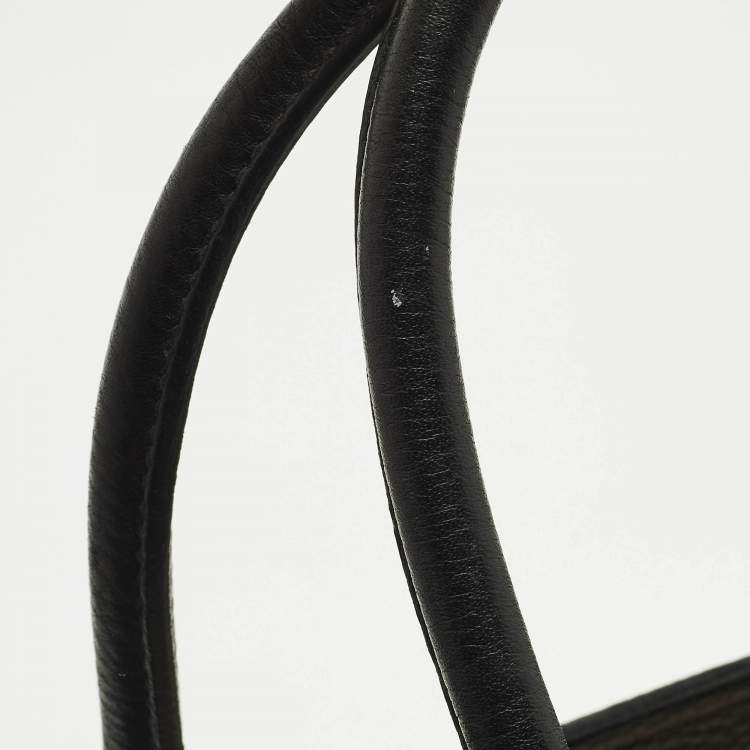 Pre Owned Prada Black Vitello Daino Leather Open Shopper Tote