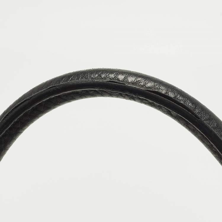 Pre Owned Prada Black Vitello Daino Leather Open Shopper Tote