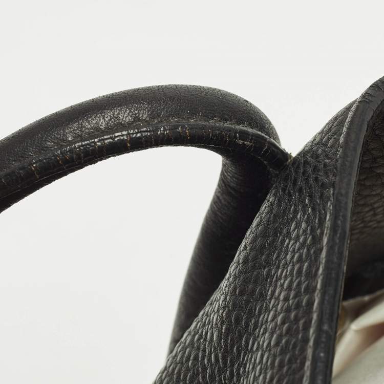 Pre Owned Prada Black Vitello Daino Leather Open Shopper Tote