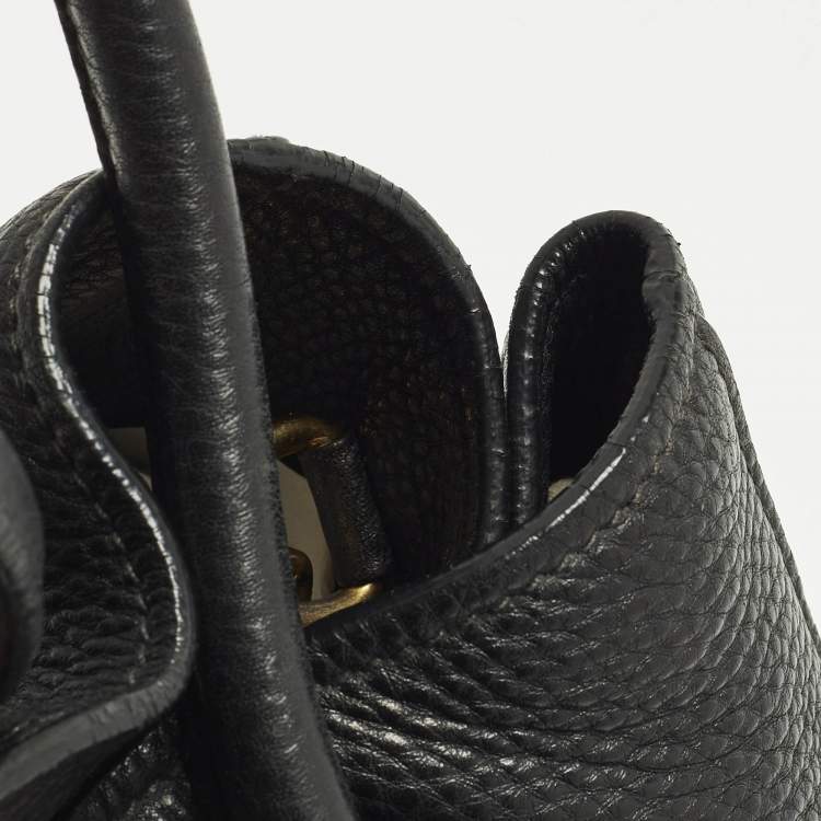 Pre Owned Prada Black Vitello Daino Leather Open Shopper Tote