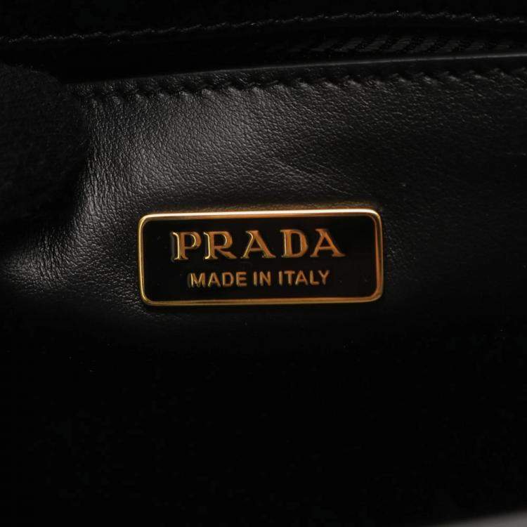 Pre Owned Prada Emblem Box Calf Shoulder Bag Leather Black